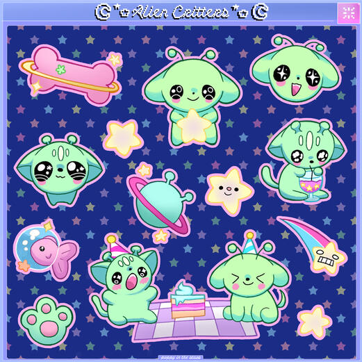 'Alien Critters' Sticker Sheet